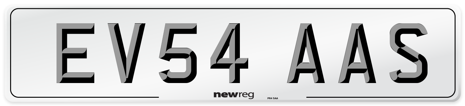 EV54 AAS Number Plate from New Reg